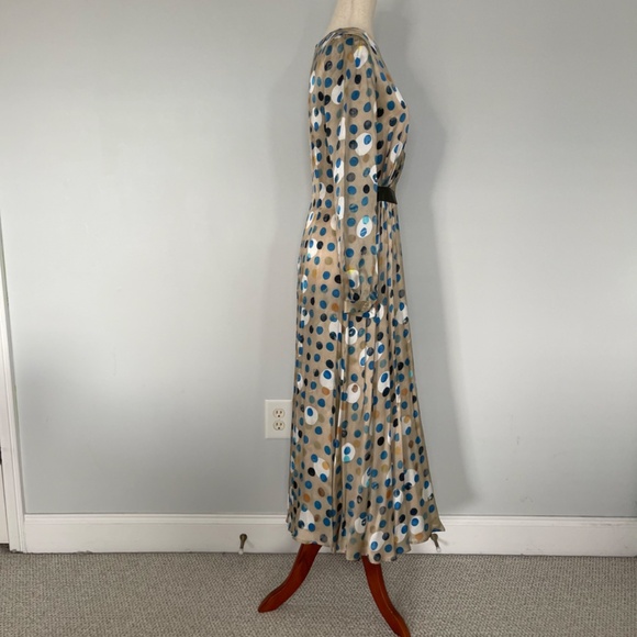 Hunter Bell Tan with Blue Polka Dot Dress - Size 4 - Picture 7 of 10